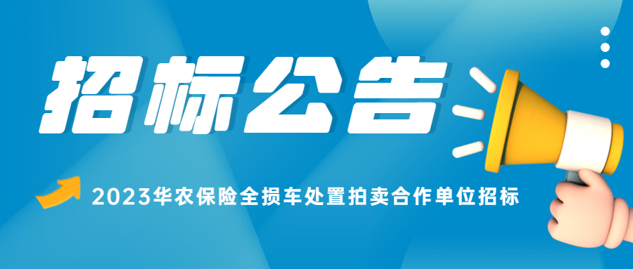 2023华农财产保险股份有限公司全损车处置拍卖合作单位招标公告